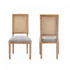 Oliver Solid Wood Rubberwood Dining Chair Set of 2 with Upholstered Seat Cane Backrest and Fluted Legs,Grey