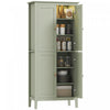 HOMCOM Kitchen Pantry with Sensor LED Light Pantry Storage Cabinet Green