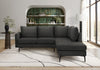Upholstered Sofa Sectional, 86\" Wide, Black Fabric, Black Metal Legs Sectional