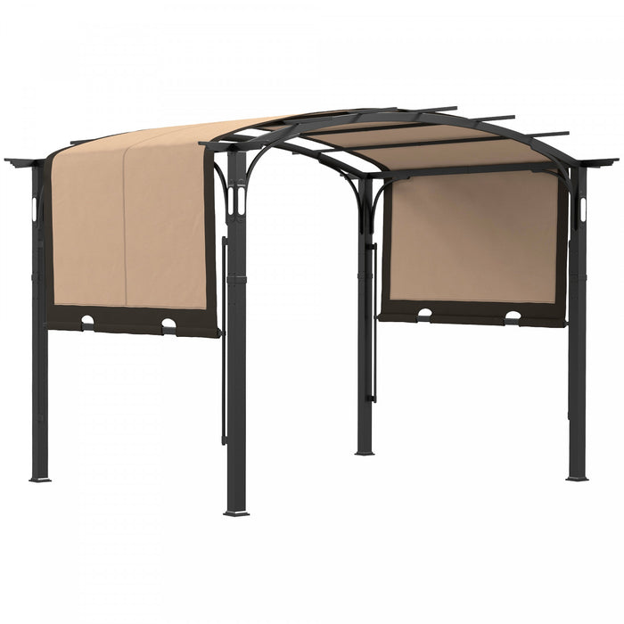 Outsunny 9.5' X 11' Outdoor Pergola With Retractable Canopy And Led Lights