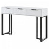 Horizon Modern Console Table with Geometric Drawers and Gold Frame, White/Black | Horizon Table Console Moderne avec Tiroirs Geometriques et Cadre Dore, Blanc/Noir