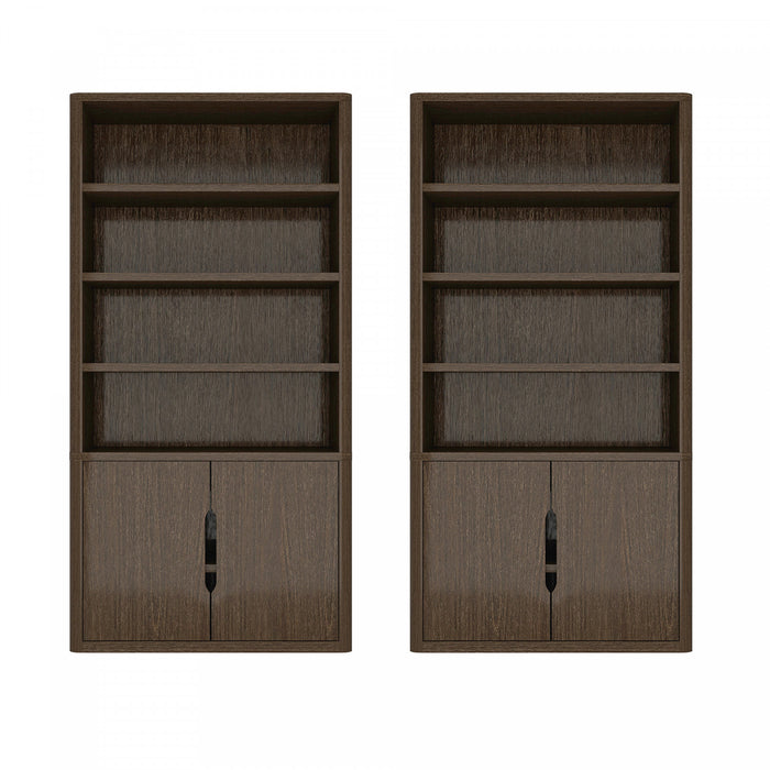 Rivington Modern 40\" Bookcase Cabinet in Walnut - Set of 2