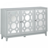 HOMCOM Mirrored Buffet Cabinet Kitchen Sideboard with 2 Cupboard, Gray