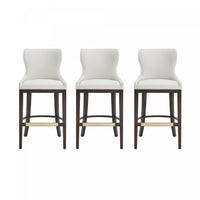 Blair Modern Wood Upholstered Barstool in White - Set of 3 Bar Stool 