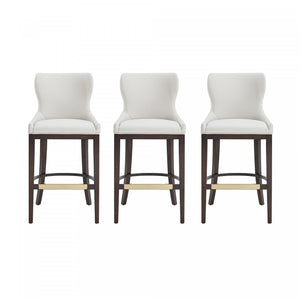 Blair Modern Wood Upholstered Barstool in White - Set of 3 Bar Stool