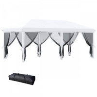 Outsunny 10' X 20' Pop Up Canopy Tent, Instant Canopies With 6 Removable Mesh Sidewalls, Carry Bag -