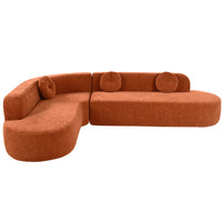 Vista 122 Inch Extra Large Sectional Sofa with Curved Design and High-Resilience Foam, Orange 