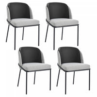 Olivia Set of 4 Modern Dining Chair with Slanted Legs and Adjustable Feet,Black&Gray 