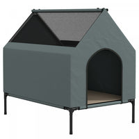 Pawhut Dog House Outdoor, Elevated Dog House Dog Bed With Removable Cover, Mesh Windows, Storage Bag