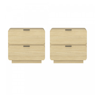 Chrystie Contemporary Modern 26" Nightstand in Natural (2-Drawer) - Set of 2 | Table de nuit contemporaine moderne Chrystie 66 cm en naturel (2 tiroirs) - Lot de 2