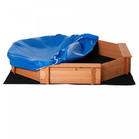 Kids Sandbox With Cover And Seat, Outdoor Children Sand Playset For Backyard, Boys And Girls, Red, 5