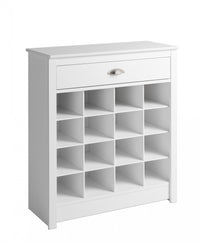 Prepac Entryway Shoe Storage Cabinet with 16 Cubbies & A Slim Top Drawer - White