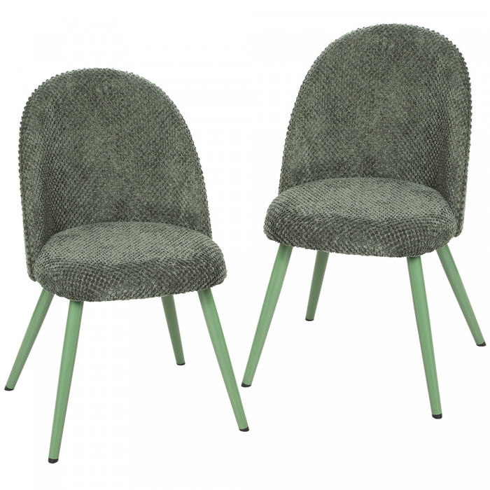 HOMCOM Dining Chairs Set of 2 with Velvet Fabric Upholstery, Dark Green