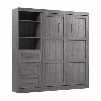 Bestar Pur Full Murphy Bed and Storage Unit with Drawers 84-Inch Wall Bed - Bark Grey|Lit double escamotable mural Pur de Bestar de 84 po avec rangement et tiroirs - gris écorce
