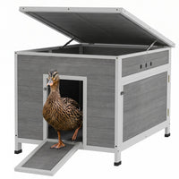 PawHut Duck Coop, Wooden Chicken House Rabbit Hutch with Openable Roof, Removable Floor, Double Doors, Ramp, Duck House for 3-6 Chickens, Geese, 30