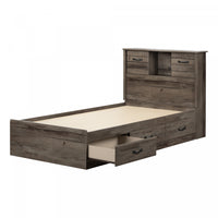 Ulysses Twin Bed And Bookcase Headboard Set - Fall Oak 