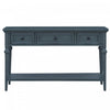 Sabina Solid Wood Console Table With 3 Drawers And Shelf - Navy
