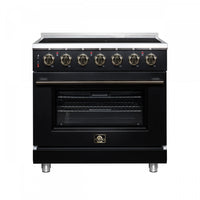Forno Massimo 36 Inch Freestanding Electric Range, 5 radiant burners, 5.36 cu.ft., Black- FFSEL6020-36BLK