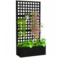 Outsunny Galvanized Planter Box with Trellis, 35