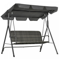 Outsunny 3 Seater Rattan Outdoor Swing Chair With Stand, Adjustable Canopy