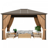 Costway 12' X 10' Patio Hardtop Gazebo W/ Galvanized Steel Top Aluminum Frame Outdoor