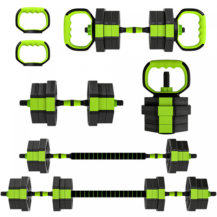 Soozier 6-in-1 Adjustable Dumbbell Set, 44lbs Free Weights Set, Green