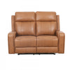 Bellamy 58 in. Leather Match Power Reclining Loveseat with Adjustable Headrest and USB - Cognac