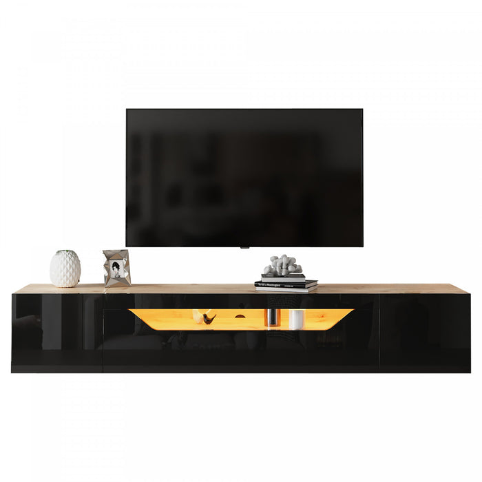 Oliver Wall-Mounted TV Cabinet with LED Lighting Storage,Black
