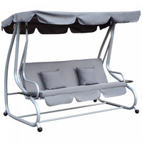 Outsunny 3-seat Outdoor Patio Swing Chair, Converting Flat Bed, Canopy Swing With Adjustable Shade, 