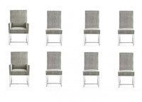 Element Modern 8-Piece Dining Chair Set in Steel