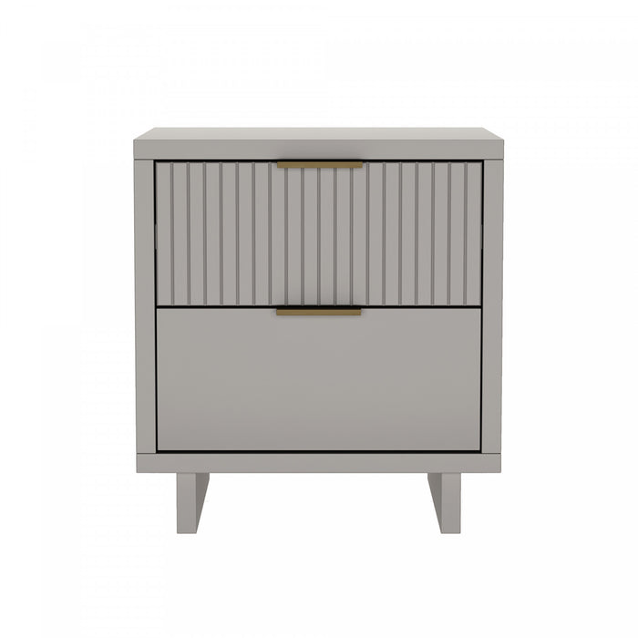 Elara Contemporary 18\" Solid Wood Nightstand in Light Gray (2-Drawer)