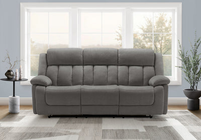 3-Seater Power Reclining Upholstered Sofa, 86" Wide, Usb Port Included, Light Grey Fabric Recliner | Sofa Rembourre 3 Places Inclinable Electrique, 85"L, Port Usb Inclus, Tissu Gris Clair