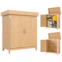Outsunny Wood Garden Shed Outdoor Tool Shed With Hinged Roof, Natural Wood