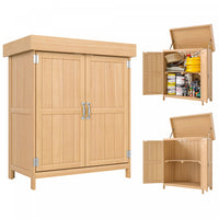 Outsunny Wood Garden Shed Outdoor Tool Shed With Hinged Roof, Natural Wood