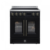 Forno Torino French Door 30 Inch Black Induction Range, 4.32 cu.ft. - FFSIN0950-30BLK Electric Range 