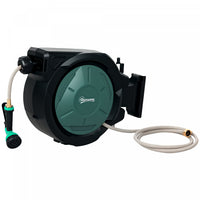 Outsunny Retractable Garden Hose Reel, 1/2 in x 100ft Wall Mounted Water Hose Reel with 7- Function Sprayer Nozzle, Auto Rewind, Any Length Lock, 180° Swivel Bracket, Black