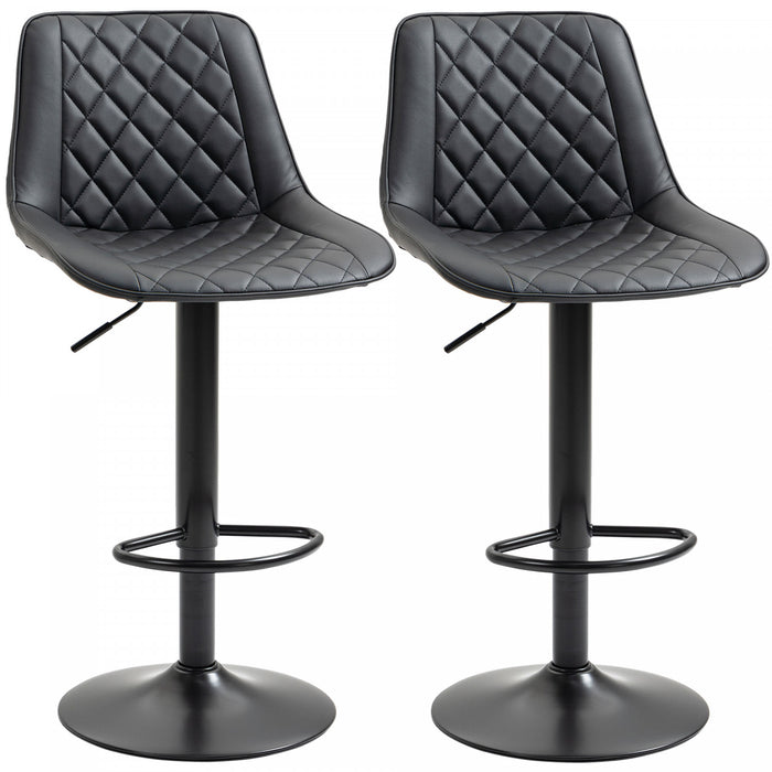 HOMCOM Bar Stools Set of 2, Adjustable Swivel Counter Height Barstools