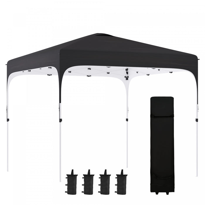 Outsunny 10' X 10' Pop Up Canopy Tent With Sand Bags, Upf 50+ Instant Sun Shelter, Tents For Parties, Height Adjustable, With Wheeled Carry Bag, For Outdoor, Garden, Patio, Black