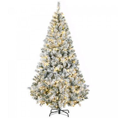 HOMCOM 6 Foot Snow Flocked Artificial Christmas Tree with Lights