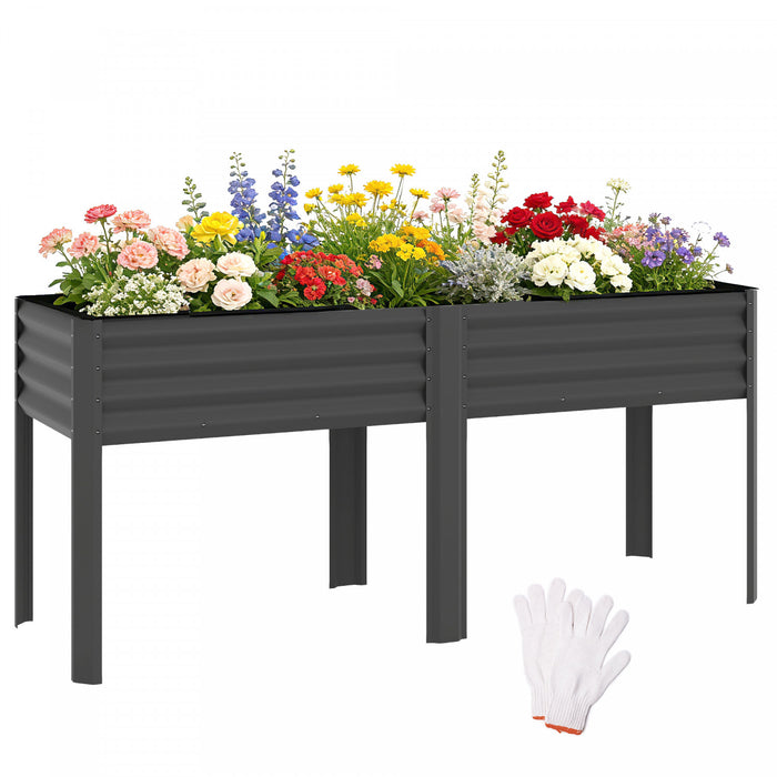 Outsunny Galvanized Raised Garden Bed with Legs, 71\" x 22\" x 31.5\"