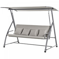Outsunny 3-seat Outdoor Patio Swing Chair, Converting Flat Bed, Canopy Swing Glider With Adjustable 