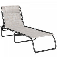 Outsunny Outdoor Folding Lounge Chair, Cream