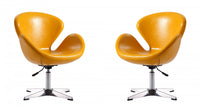 Raspberry Modern Upholstered Swivel Lounge Chair in Yellow - Set of 2 Accent Chair