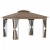 Outsunny 10' X 12' Patio Gazebo, Double roof Outdoor Canopy Shelter With Corner Frame And Mesh Netting For Garden, Lawn, Backyard And Deck, Brown