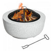 Outsunny 24\" Outdoor Fire Pit With Stone Effect, Wood-burning Firepit Fireplace With Spark Screen And Poker For Backyard Camping Bonfire, Gray