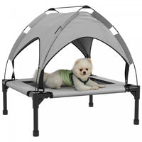 Pawhut Elevated Dog Bed With Canopy, Cooling Dog Cot Bed For Camping, Portable Raised Pet Cot With W