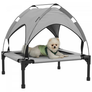 Pawhut Elevated Dog Bed With Canopy, Cooling Dog Cot Bed For Camping, Portable Raised Pet Cot With Washable Breathable Mesh, For Indoor Outdoor, S & M Dogs, 30