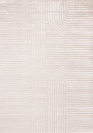 Leonardo White Grey Modern Lines Area Rug - 5'3