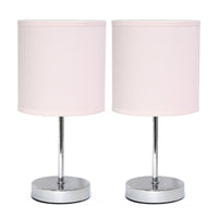 Simple Designs Chrome Mini Basic 2-Piece Table Lamp Set - Blush Pink