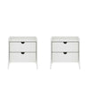 Coney Mid-Century Modern 20\" Nightstand in White (2-Drawer) - Set of 2